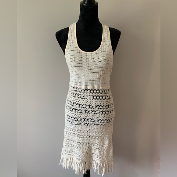 Solitaire Swim Other - Solitaire Swim Crochet Fringed Cream Cotton Swim Coverup